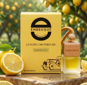 Embroque Luxury Car Perfume Lemon Zest – Long Lasting Car Air Freshener | Premium Car Fragrance